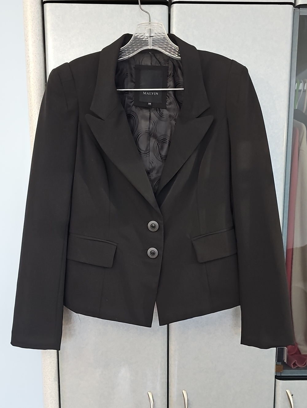 Women's Tailored Two-Button Blazer, Size 38, Black, by Malvin